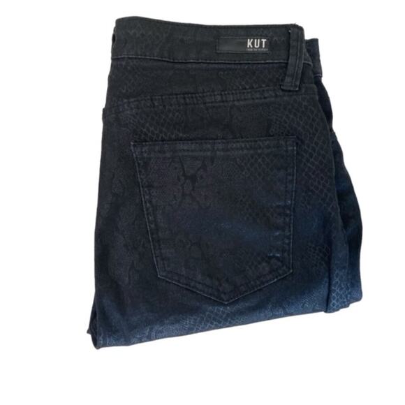 Kut From the Kloth Mia Ankle Toothpick Skinny Black Snakeskin Jeans - Size 10 - Picture 2 of 7